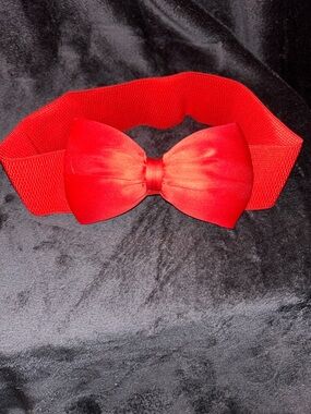 Red Satin Bow Elastic Belt - Children’s  Accessory